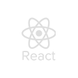 Logo da tecnologia React, utilizada no desenvolvimento de projetos da Luby.