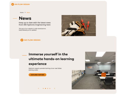 Site institucional do IMI Flow Design, cliente da Luby.