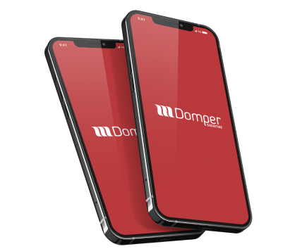 Mockup mobile da Domper, cliente da Luby.