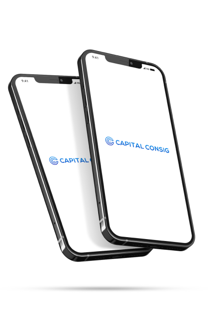 Mockup mobile do Capital Consig, cliente da Luby do segmento financeiro.
