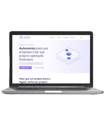 Mockup da Celcoin, cliente da Luby do segmento financeiro.