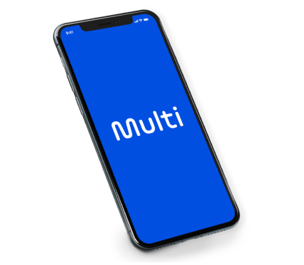 Mockup mobile da Multi, cliente da Luby do segmento de varejo.