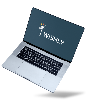 Mockup com logo da Wishly, cliente da Luby.