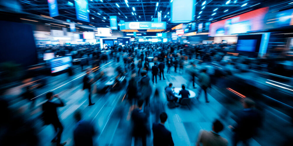 Imagem de um evento de tecnologia e negócios