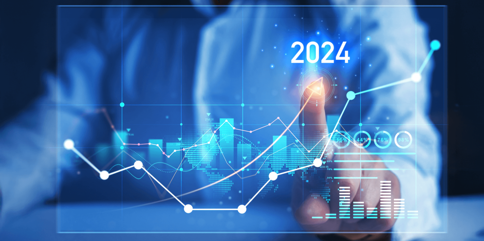 Gráfico que simboliza o setor financeiro em 2024.