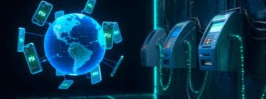 Globo sendo rodeado pelo Pix, simbolizando o pix global, tema do pix no mundo.