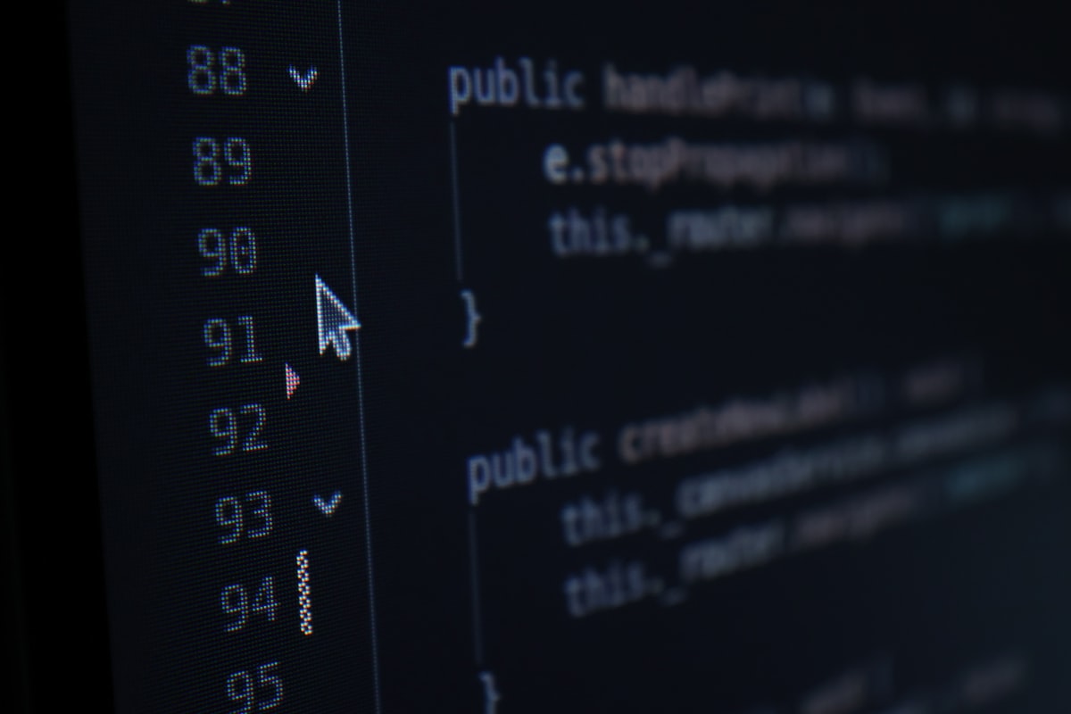 Computer code on a dark screen with line numbers representing AI-native software architecture